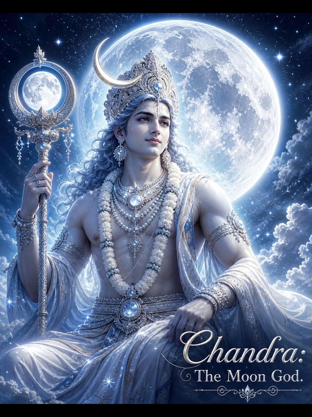 Chandra The Moon God 8x10 Frame A.I. Art Print - Picture 2 of 2